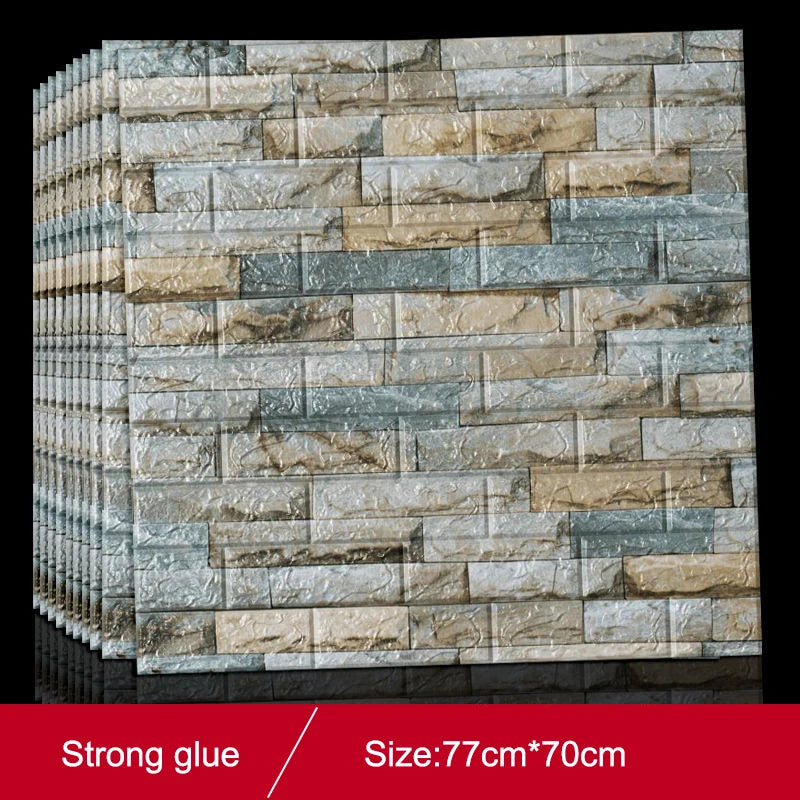 1/5/10Pcs77*70CMBrick Wall Stickers Decor Self-Adhesive Waterproof Wallpaper For Kids Room Bedroom 3D Wall Sticker Brick decor