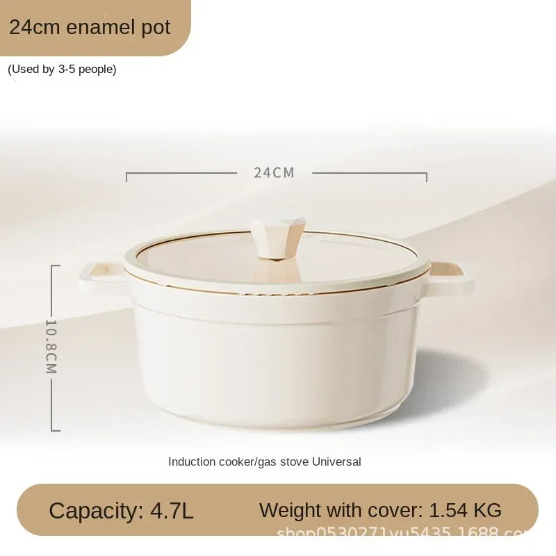 Ketuhar Belanda Aluminium Tuang Berenamel Dengan Penutup Kuali Nonstick 4.7L untuk Pembakaran Roti Salutan Enamel Pinggan Kaserol Untuk Semua Sumber Haba