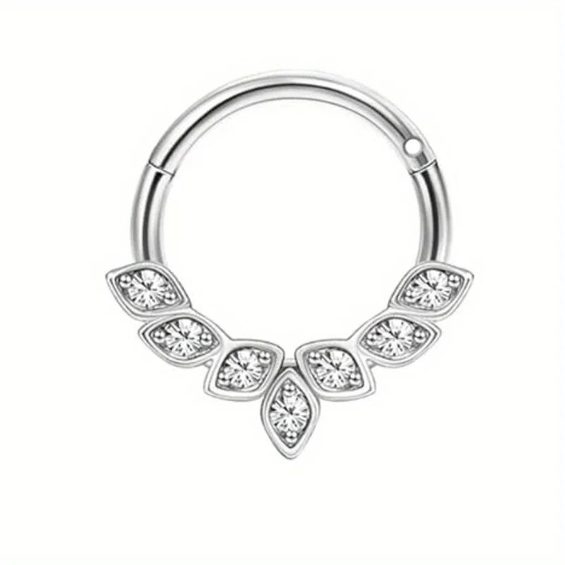 CASSIECA 1Pc Surgical Steel Septum Rings 16G Clicker Nose Rings Hoops Small Cartilage Helix Daith Piercing Jewelry for Women Men