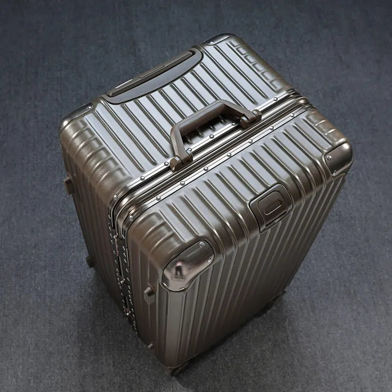 Sarung Troli Bingkai Aluminium Tebal Besi Berkapasiti Besar Roda Universal Beg Alat Konsainan Luar Negara Bagasi 32/24 Inci