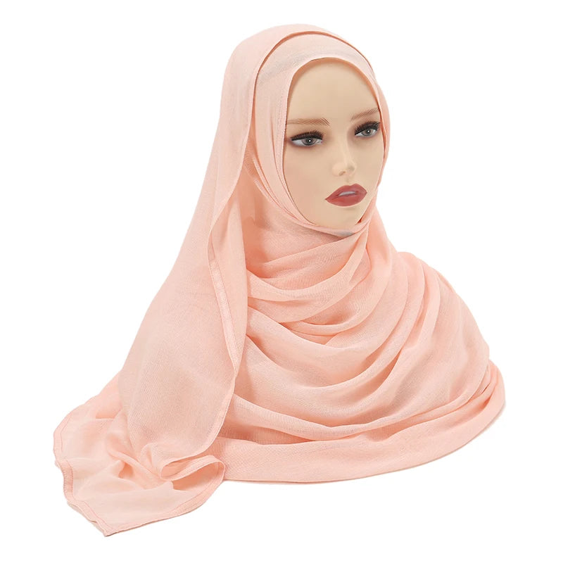 Tudung Muslimah untuk Wanita Selendang Nipis Polos Selendang Femme Musulman Lembut Viscose Rayon Tudung Kepala Serban Islami 200x85cm