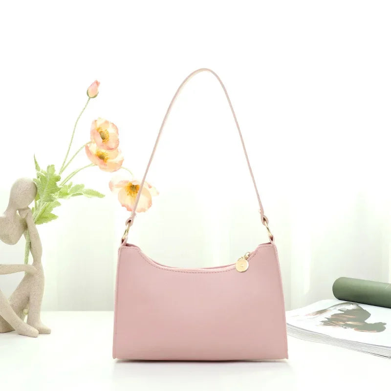 Beg Tangan Beg Bahu Putih yang Elegan untuk Wanita Dompet Kulit Kecil Beg Ketiak Hobo Wanita Bergaya Setengah Bulan Beg Clutch Bahu