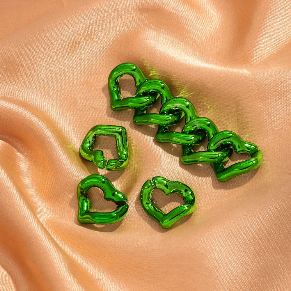 30pcs Metallic Color Acrylic 21x19MM Love Heart Link Chain Beads for Bracelet Necklace Earrings Making DIY Jewelry Accessories