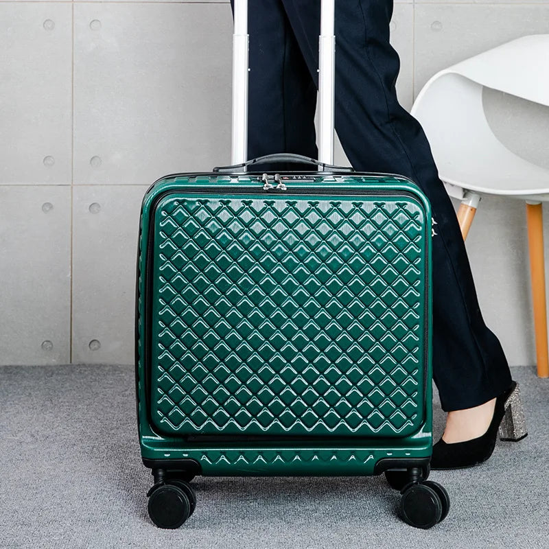 18 inch Trolley luggage travel suitcase Business cabin rolling luggage carry ons case with laptop bag spinner wheels box fashion
