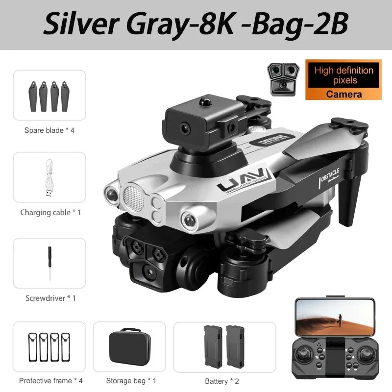 Dron LU200 Pro Baharu 8K Triple-Camera GPS 5G Profesional HD Fotografi Udara Pengelakan Halangan WIFI Dron Tanpa Berus 10000M