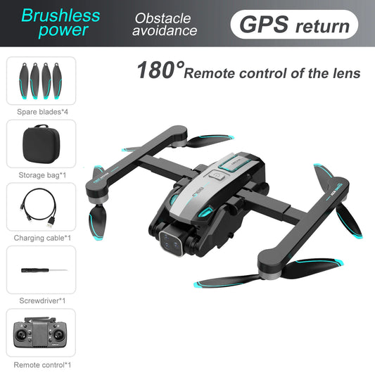 S188 GPS Drone Professional 8K HD Triple Camera With 5G WIFI Obstacle Avoidance Brushless Foldable Quadcopter 2 km Distance