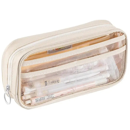 Big Capacity Pencil Pen Case Big Capacity Pencil Case Pen Bag Pouch Half-transparent Stationary Pouch For Markers Calculators