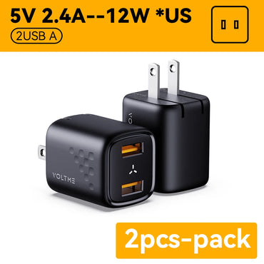 VOLTME 12W Pengecas USB Dwi Caj Cepat untuk iPhone 13 12 Pro Max Pengecas Perjalanan Mudah Alih Telefon Mudah Alih Pengecas Penyesuai Dinding Mini