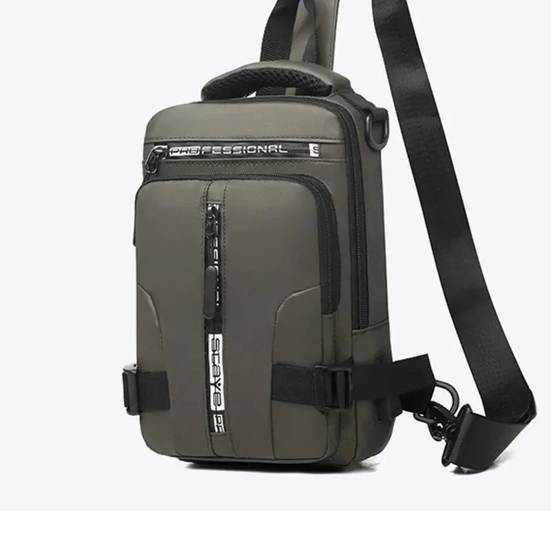 KISMIS Men's Multifunction Messenger Bag Shoulder Cloth Chest Bags Crossbody Casual Man USB Charging Handbag