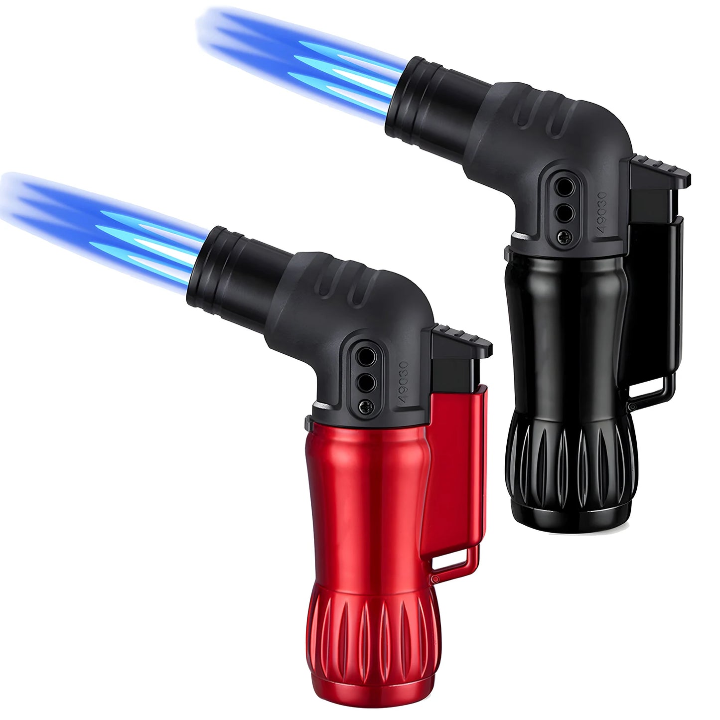2pcs/Set Triple Jet Flame Torch Lighter Bend Head Design Refillable Butane Gas, Jet 3 Flame Windproof for Gifts(Without Butane)