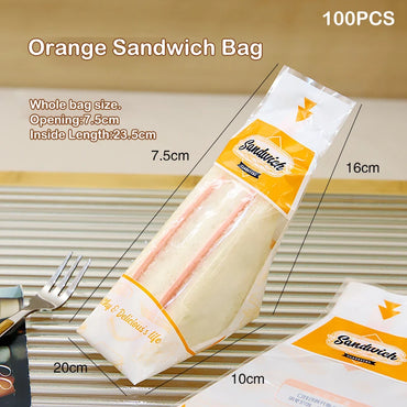 100 Pieces Of Sandwich Wrappers Special Disposable Easy To Tear Transparent Triangle Cake Baking Bread Packaging Bag