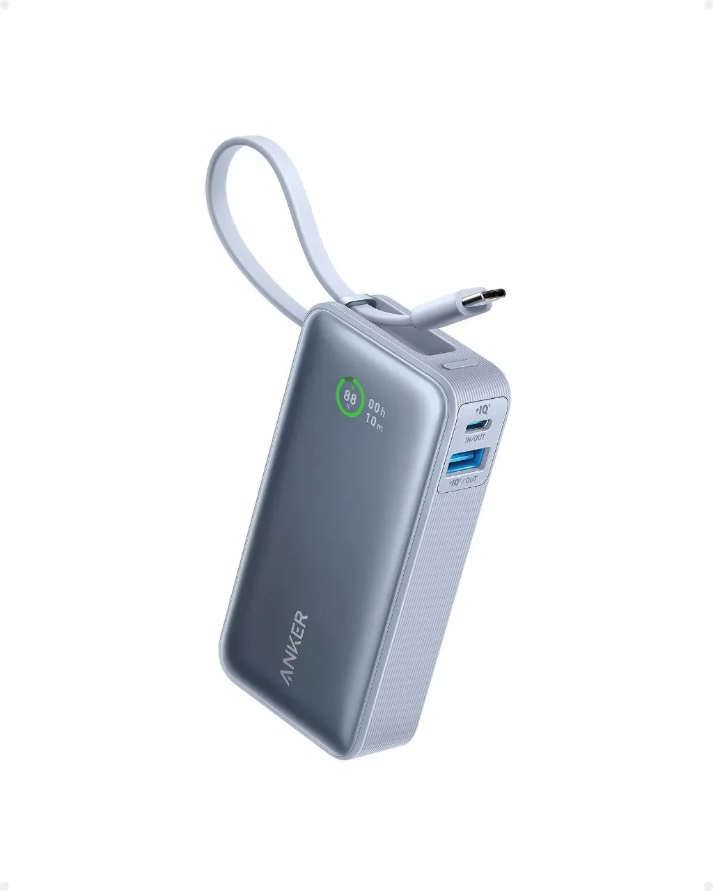 Bank Kuasa Nano Anker 10000mAh PD 30W Bateri Ganti Bank Kuasa Mudah Alih Kabel USB-C Terbina Dalam Mudah Alih untuk iPhone 15 Android