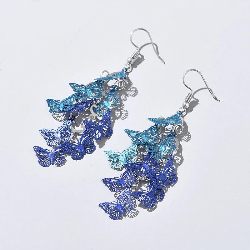 Vintage Hollow Leaves Drop Earrings for Women Bohemian Colorful Long Dangle Earrings 2024 Fashion Jewelry boucle oreille femme
