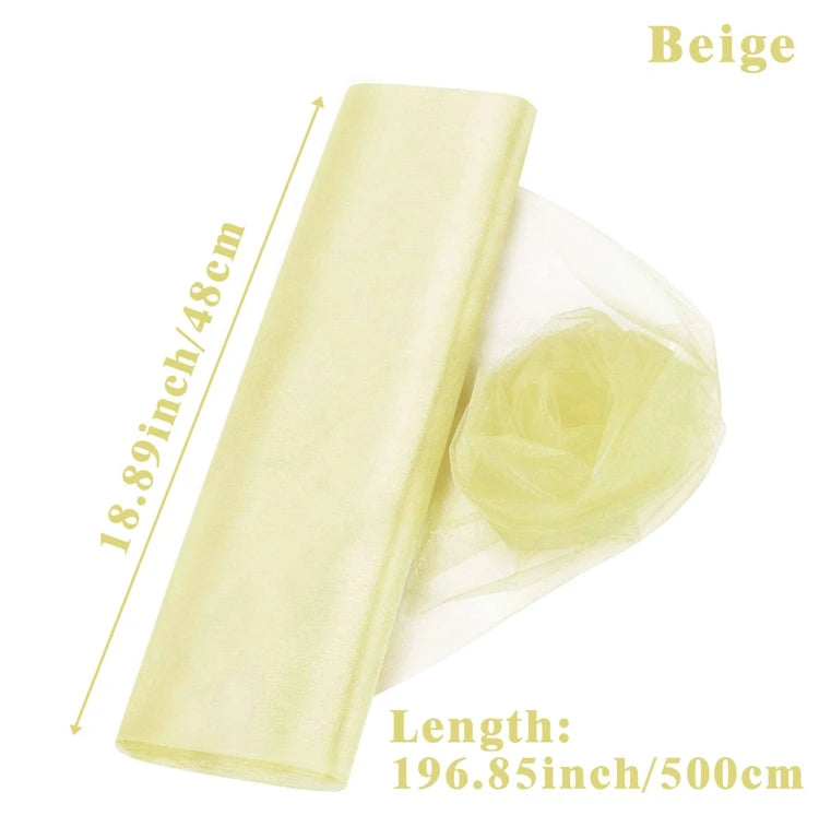 5/10M Sheer Crystal Wedding Tulle Roll Organza Fabric For Wedding Birthday Party Backdrop Decor DIY Wedding Organza Chair Sashes