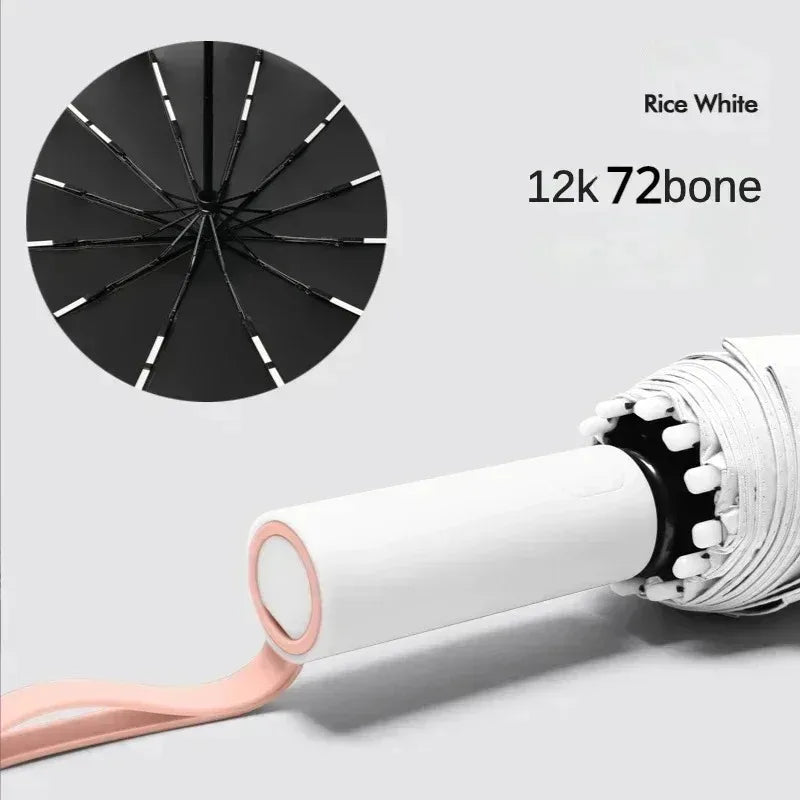 Super Strong Windproof Automatic Folding Men Umbrella, 72 Bone Reinforced, Large Rainproof Sun UV Protection Umbrellas Women
