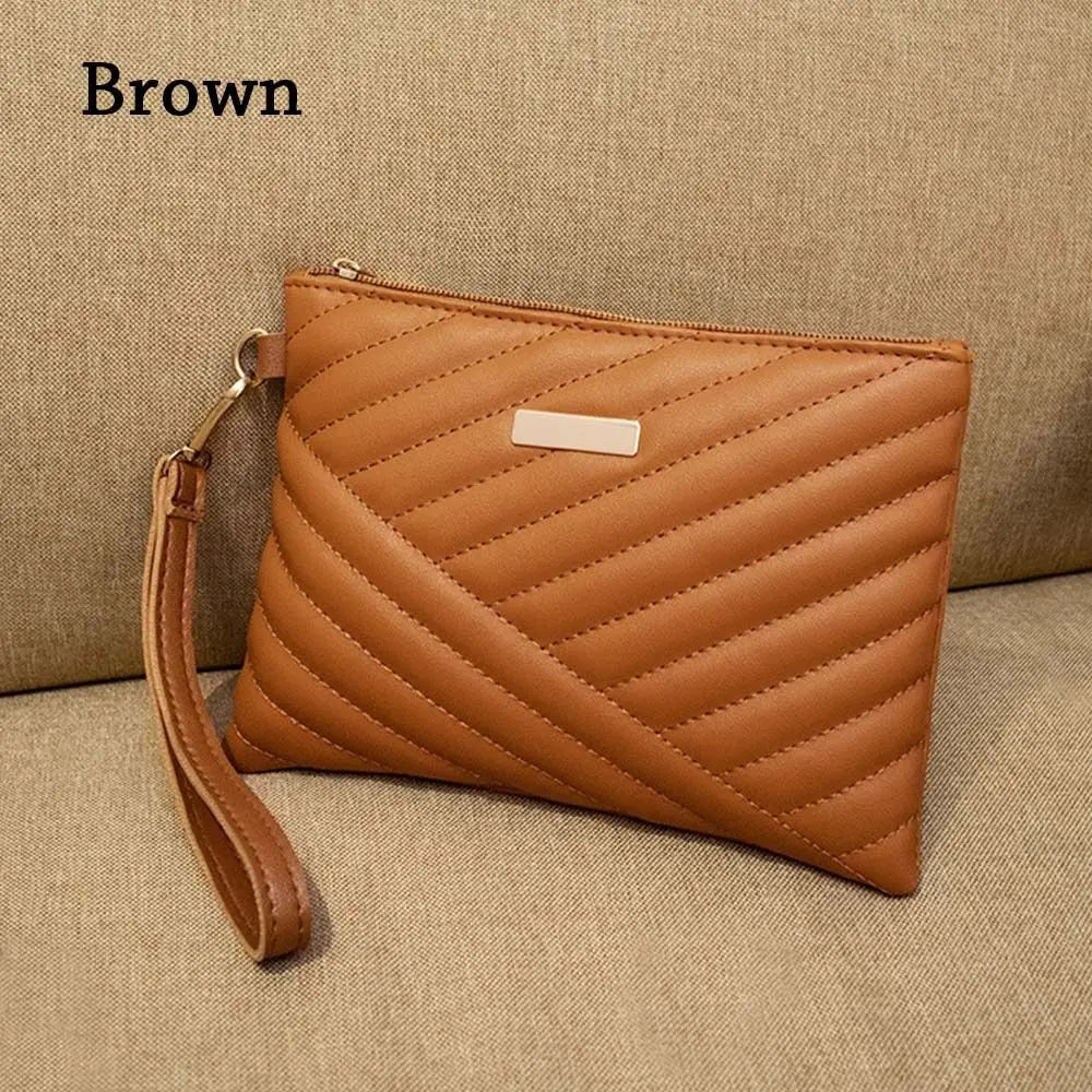 Beg Wristlet Wanita Bergaya Beg Sampul Kulit Wanita Bergaya Membeli-belah Melancong Portable Dompet Kecil Dompet Clutch