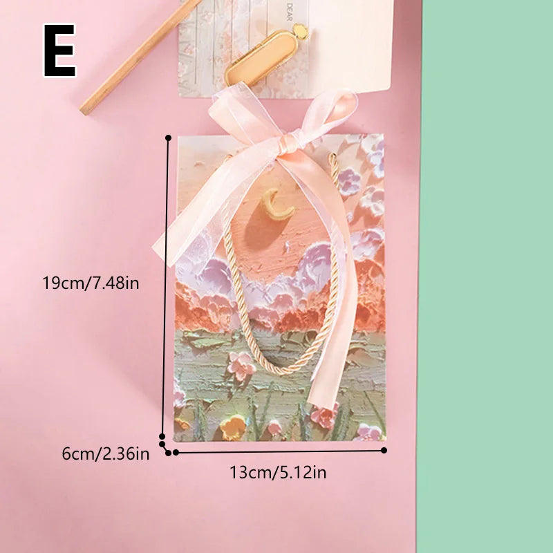 Flower Gift Pakcaging Bag 3D Cloud Oil Painting Paper Bag Valentine's Day Birthday Wedding Party Favor Bag Clothes Store Handbag