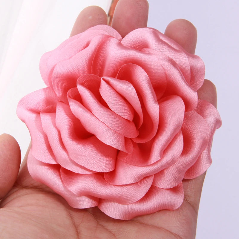 9cm Handmade Artificial Satin Peony Flower for Hairpin Clip Apparel Headwear DIY Accessories DIY rosette Fabric Silk organza