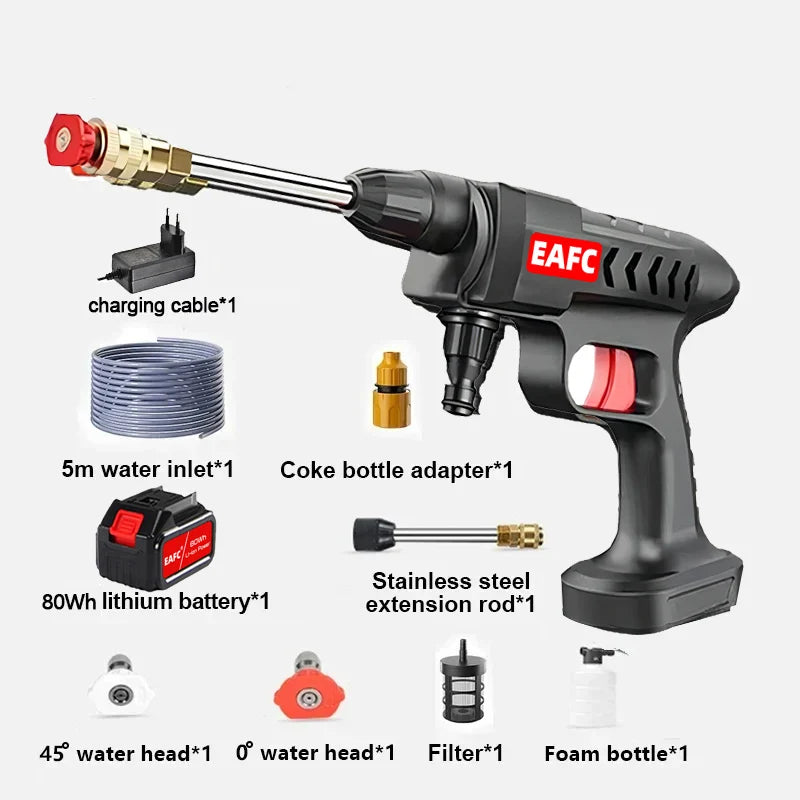 EAFC 60Bar Cordless High Pressure Car Washer 30000mAh Rechargeable Car Wash Gun Electric Water Gun Foam Machine