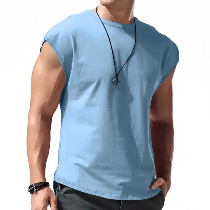 2023 Independent Station Cross border Men's Wear New Sleeveless T-shirt Men's Summer Leisure Sports Loose fitting Men's Short Sl