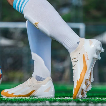 Men Football Field Boots Original Artificial Grass Long Spikes Football Shoes Futsal Society Outdoor Sports Soccer Shoes Unisex