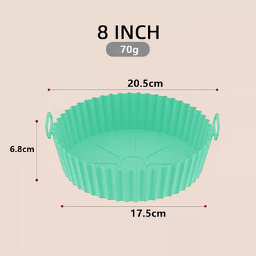 Round Reusable Airfryer Pan Liner Accessories Silicone Air Fryers Oven Baking Tray Pizza Fried Chicken Airfryer Silicone Basket
