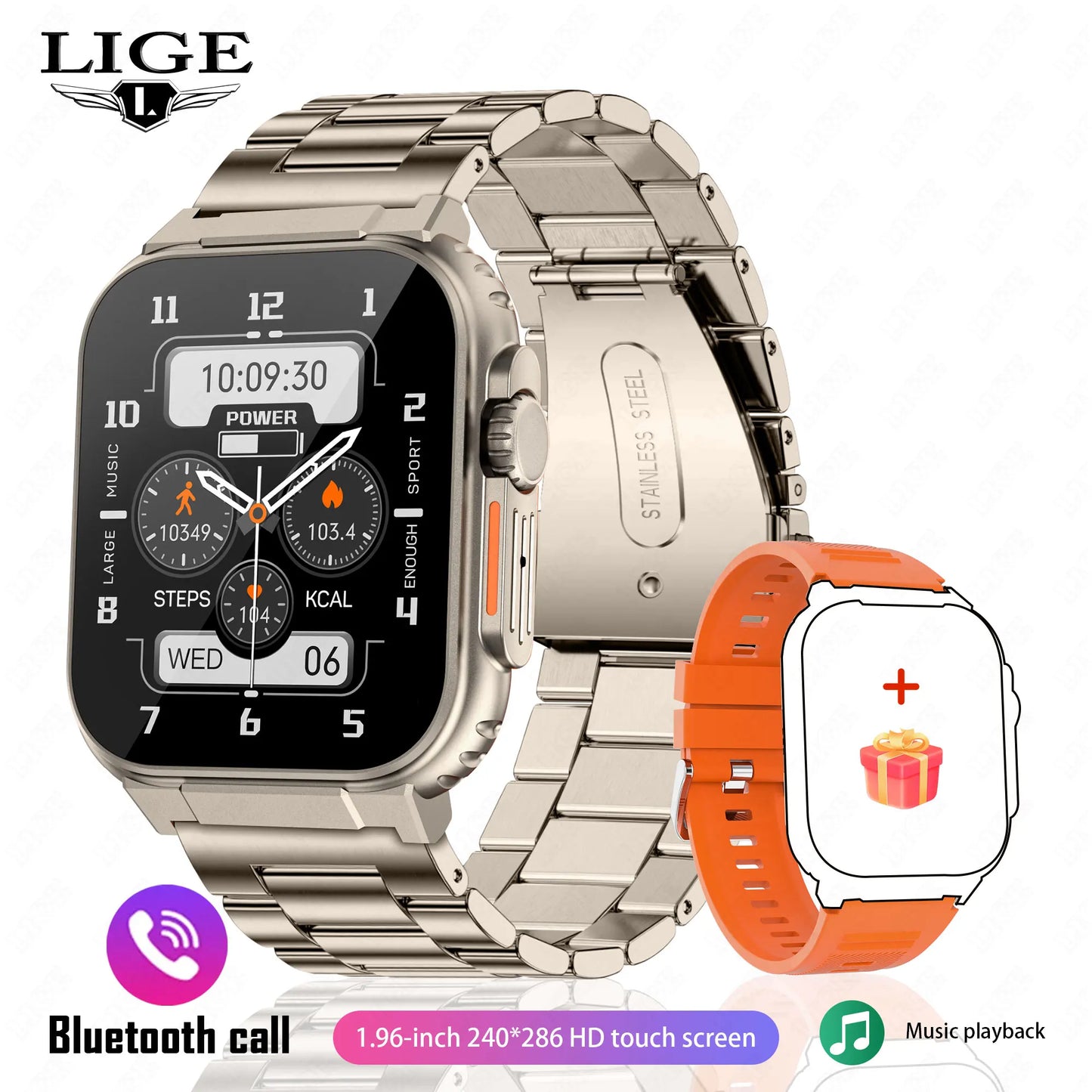 600mAh Battery Smart Watch Bluetooth Call Message reminder Sports Bracelet Music Play Connect TWS Recording Smartwatch Women men
