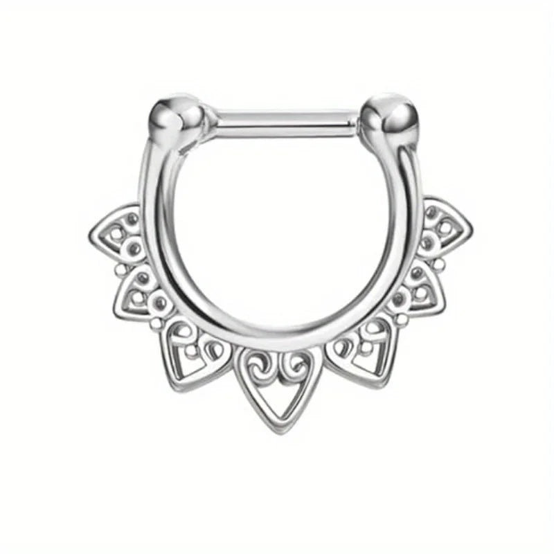 CASSIECA 1Pc Surgical Steel Septum Rings 16G Clicker Nose Rings Hoops Small Cartilage Helix Daith Piercing Jewelry for Women Men