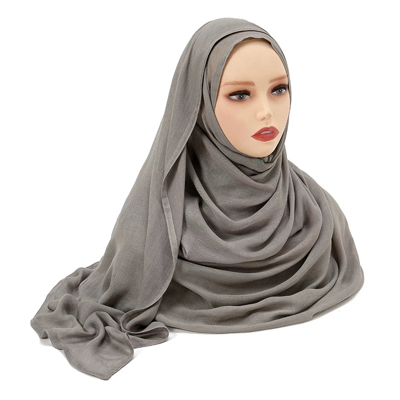 Tudung Muslimah untuk Wanita Selendang Nipis Polos Selendang Femme Musulman Lembut Viscose Rayon Tudung Kepala Serban Islami 200x85cm