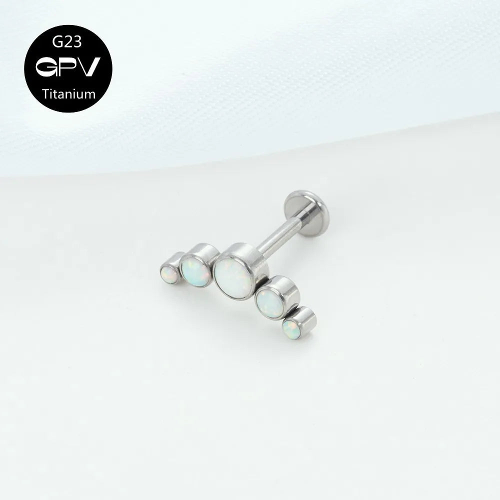 G23 Titanium Ear Stud Zircon Opal Piercing Jewelry In 25 Colors Optional Women's Party Bar Fashion Ear Cartilage Stud