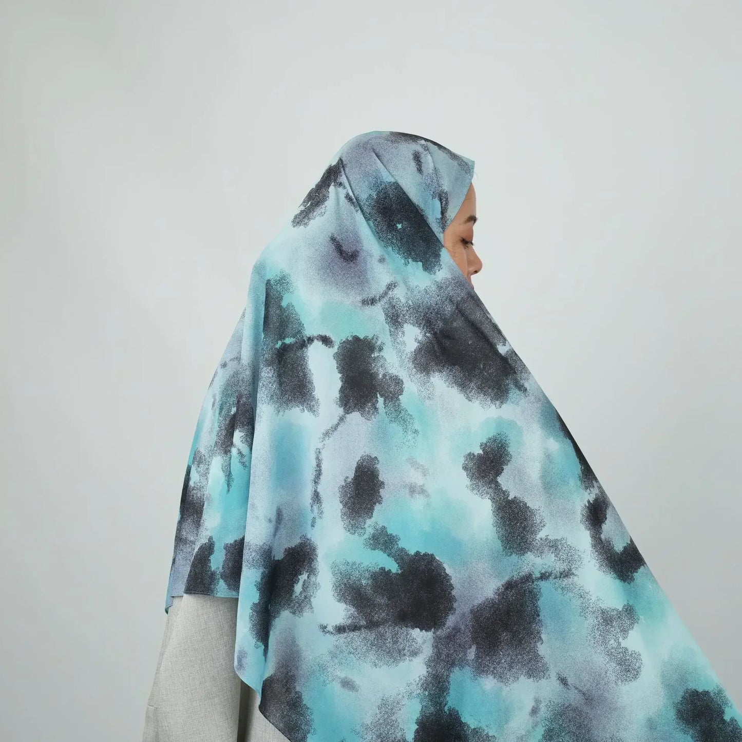 Dakwat Tie Dye Chiffon Hijab Kabut Permukaan Sandblasting Pakaian Islam Kesan Bayangan Pokok Serban Fesyen Muslimah untuk Wanita
