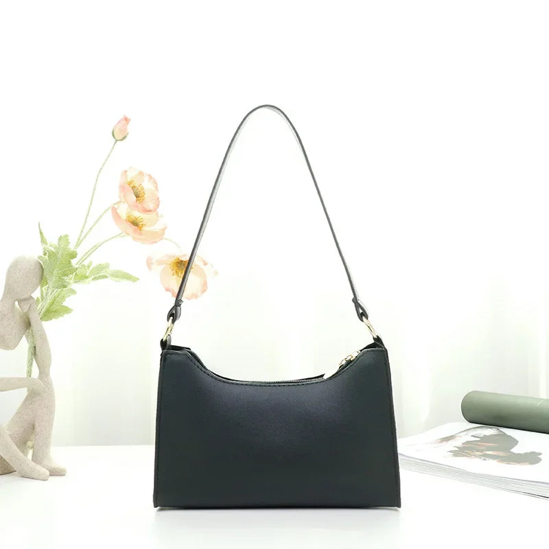 Beg Tangan Beg Bahu Putih yang Elegan untuk Wanita Dompet Kulit Kecil Beg Ketiak Hobo Wanita Bergaya Setengah Bulan Beg Clutch Bahu
