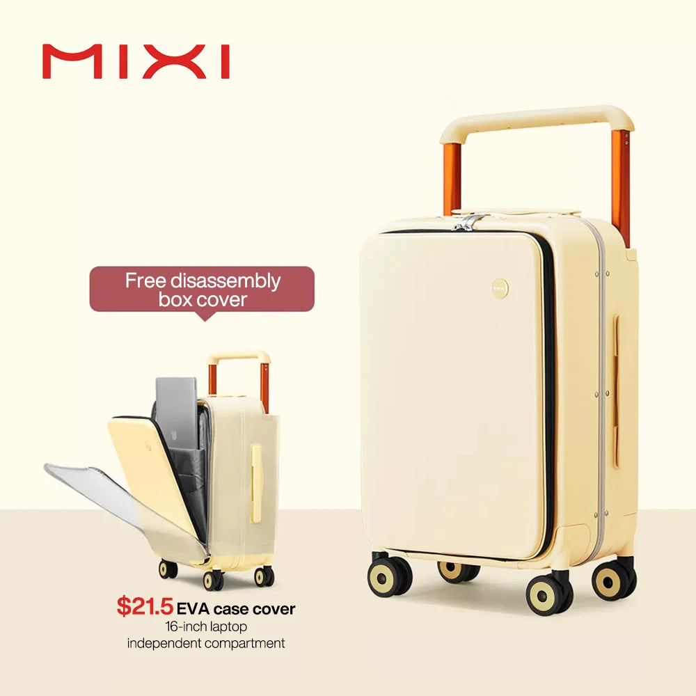 Mixi 2023 Rekaan Baharu Beg Tangan Lebar Lelaki Membawa Bagasi Sarung Troli Perjalanan Wanita 20 Inci Kabin PC Bingkai Aluminium M9275