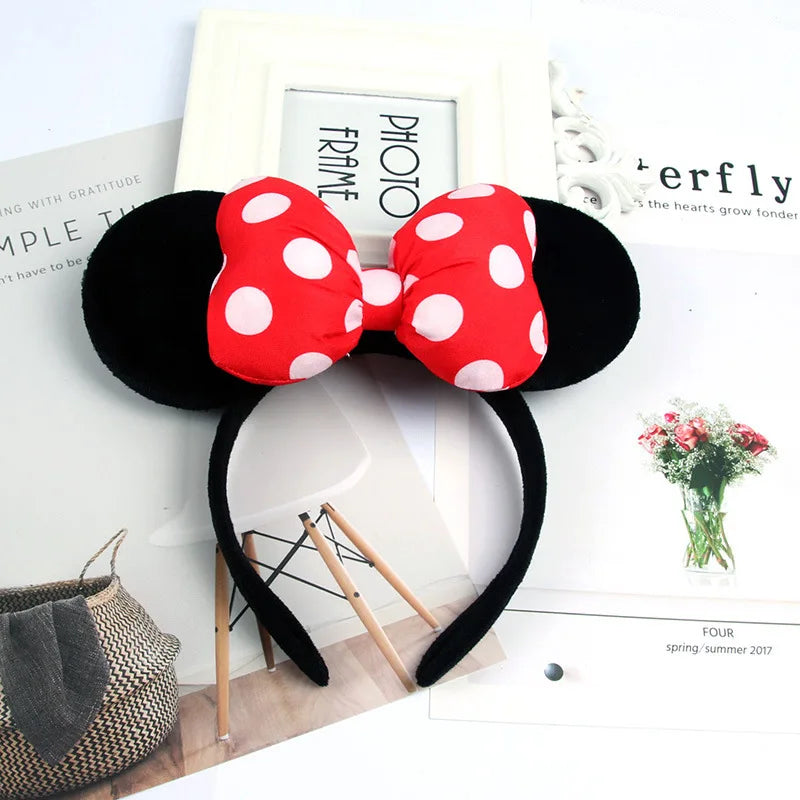 Cartoon Anime Mouse Ears Headband for Women Men Hair Accessories Cute Mouse Elasticity Bow Headdress Toys Childrens Xmas Gifts