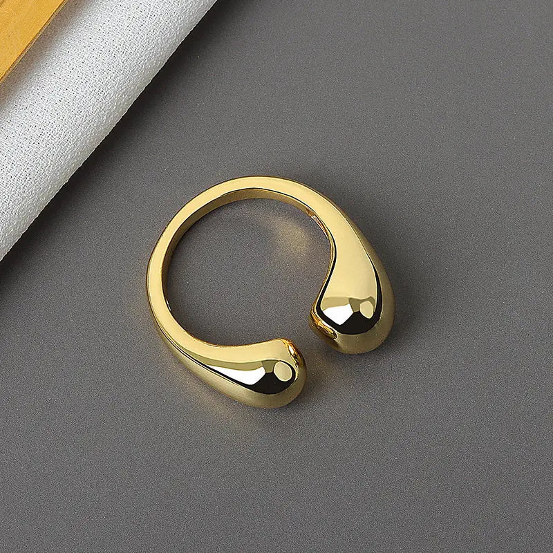 Irregular Hollow Opening Rings For Women Stainless Steel Gold Color Geometric Ring Fashion Simple Party Christmas Jewelry Gifts