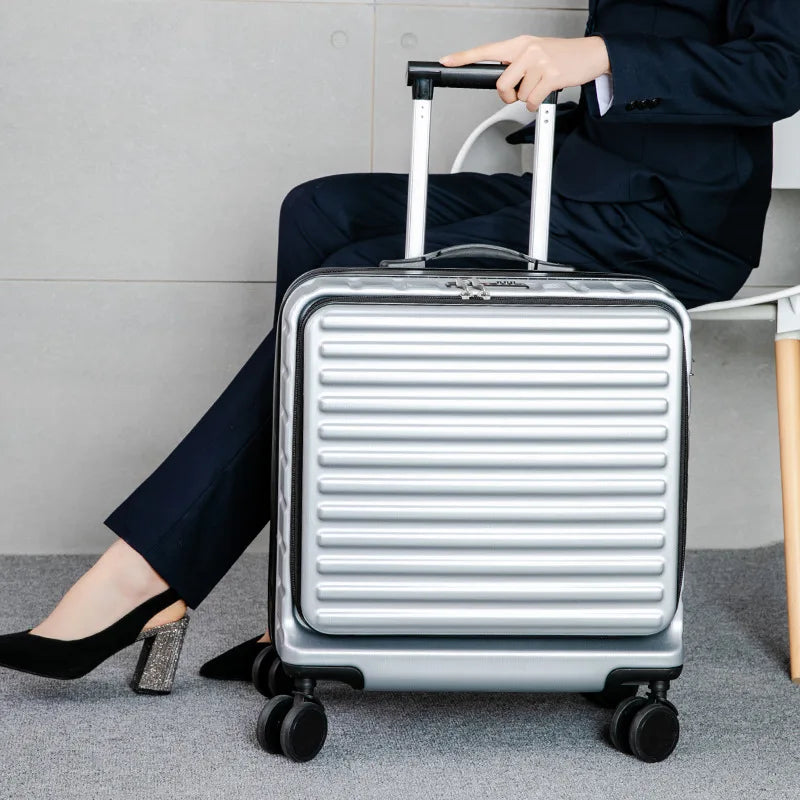 18 inch Trolley luggage travel suitcase Business cabin rolling luggage carry ons case with laptop bag spinner wheels box fashion