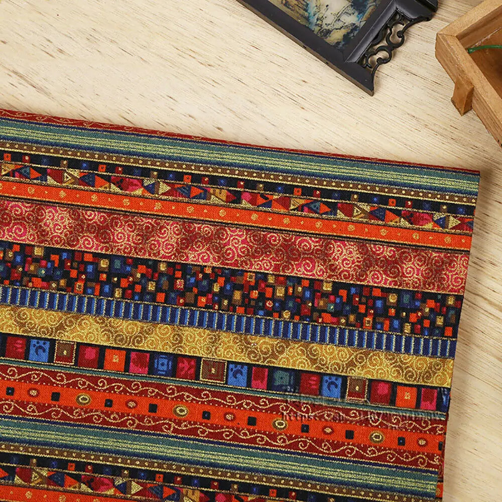 Ethnic Style Cotton Linen Bronzing Fabric Household Textile Sewing Tablecloth Sofa Dress Cushion Curtain Pillowcase Bag Material