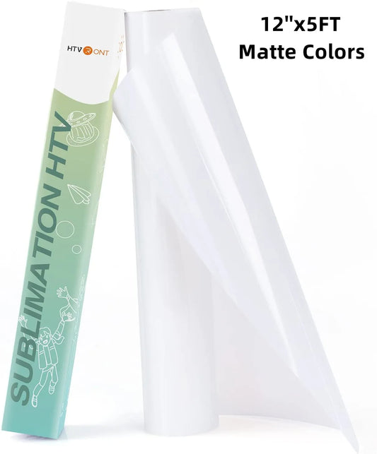 HTVRONT 12"X5FT Pemejalwapan Matte Vinyl HTV untuk Baju Berwarna Cerah Vinyl Pemindahan Haba Jelas untuk Fabrik Kapas Pemejalwapan