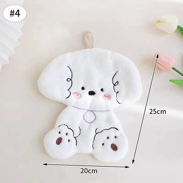 Super Absorbent Cute Bear Hand Towel Children's Thick Coral Fleece Hand Cloth Hangable Hand-drying Rag Kitchen Cleaning Towel