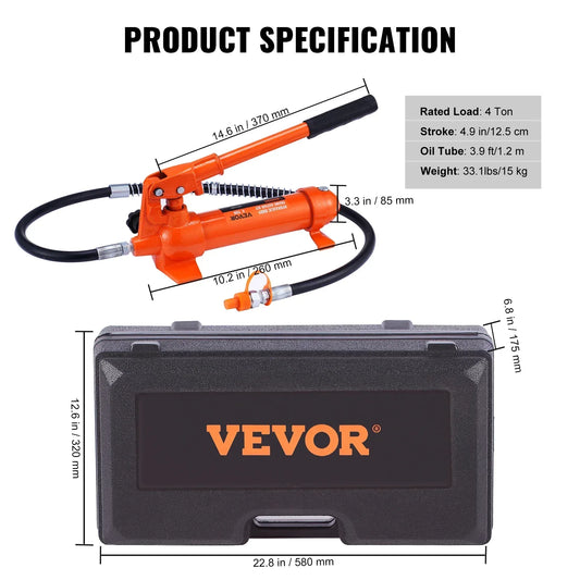VEVOR Power Hydraulic Cylinder Jack 4/10/12/20 Ton  Autobody Frame Repair Tool Kit Automotive Truck Lifting Jack Heavy Equipment
