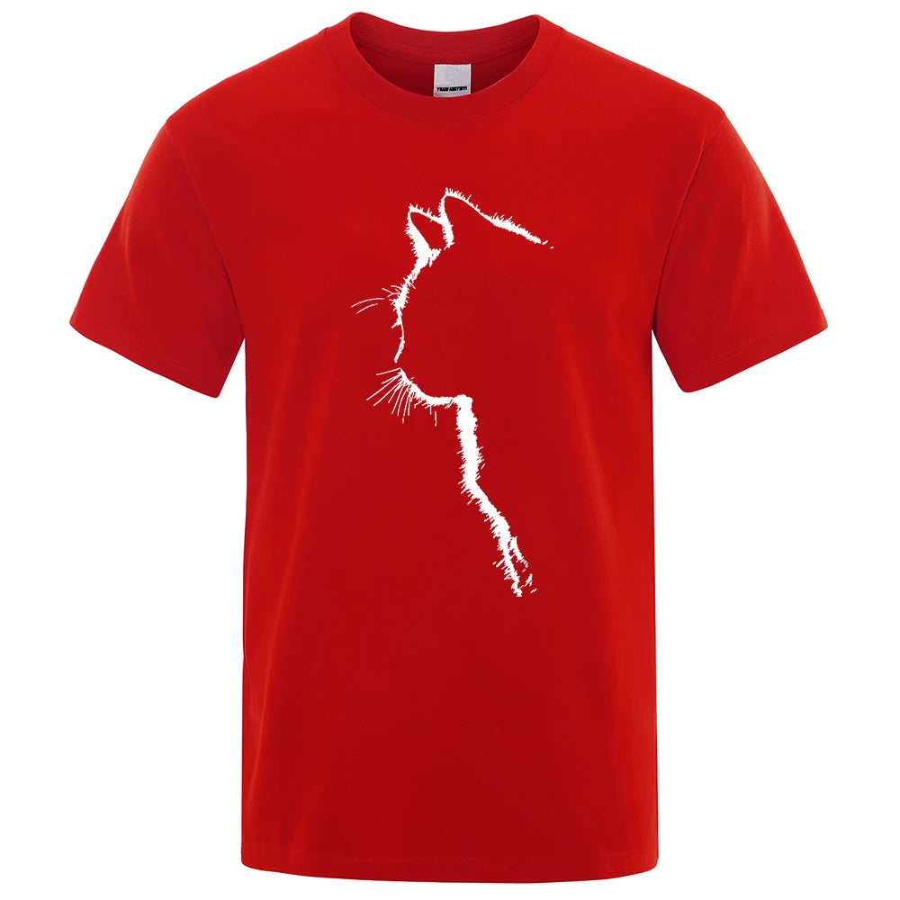 Cotton T-shirts for Men Funny Printed Cool Cat Animal T Shirts Oversized Loose Short Sleeve T-shirt Male Hip Hop Streetwear