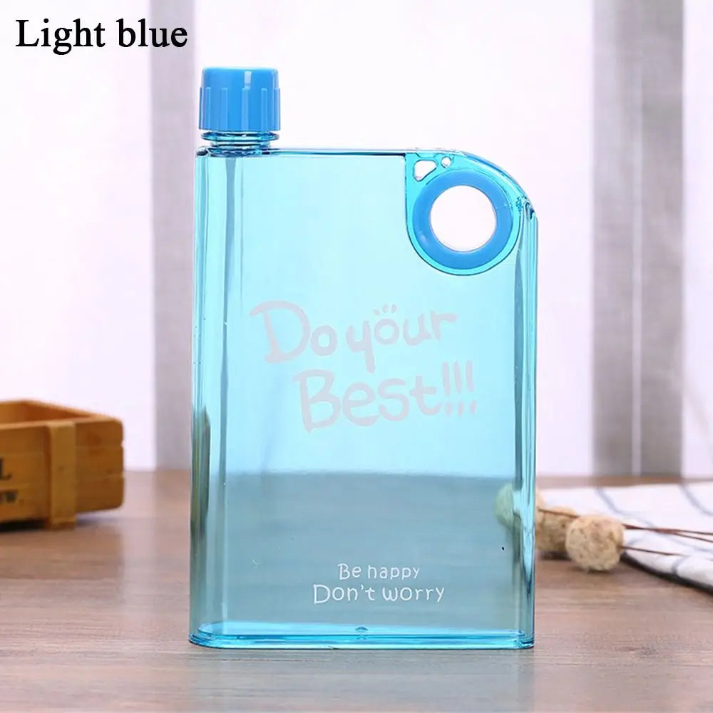 380ML Transparent Flat Water Bottle Plastic Travel Bicycle Drinking Juice Cup Reusable Portable Bottles BPA Free Sport Bottle