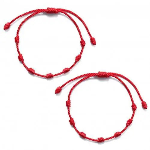 6PCS 7 Knot Red String Bracelet For Couple Rope Braided Bracelets Protection Good Luck Amulet for Success Handmade Jewelry Gift