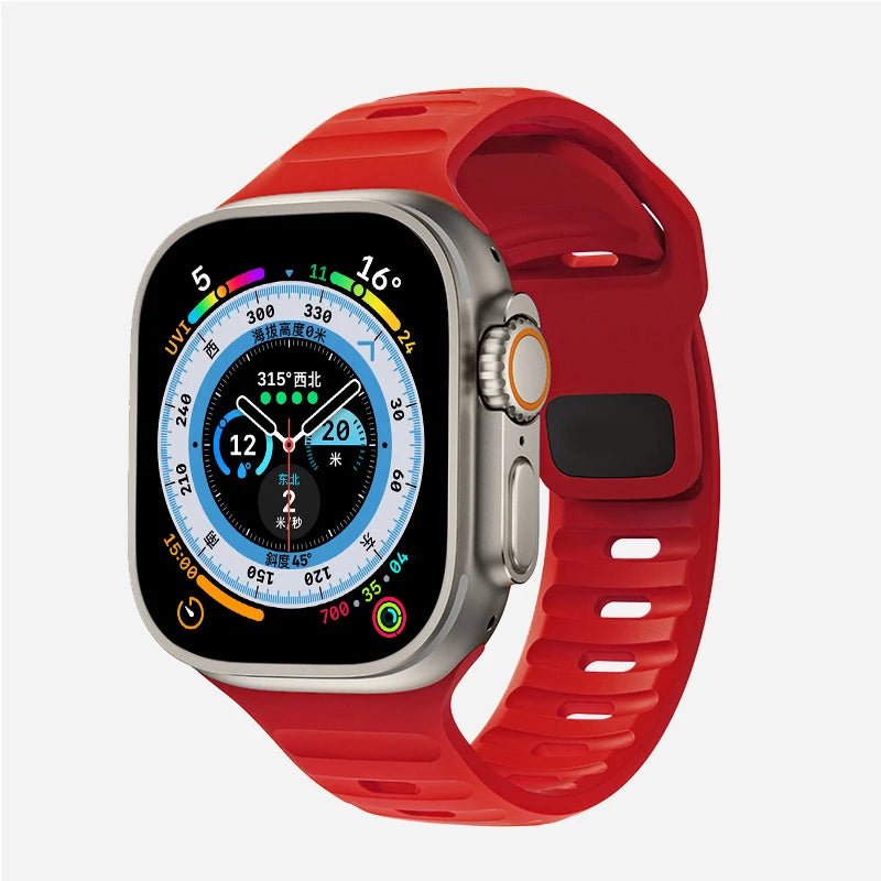 New Original Silicone Strap For Apple Watch Ultra 49mm Sports Bracelet iWatch Series 9 8 7 45mm 41mm 6 5 4 3 SE2 44mm 40mm Band