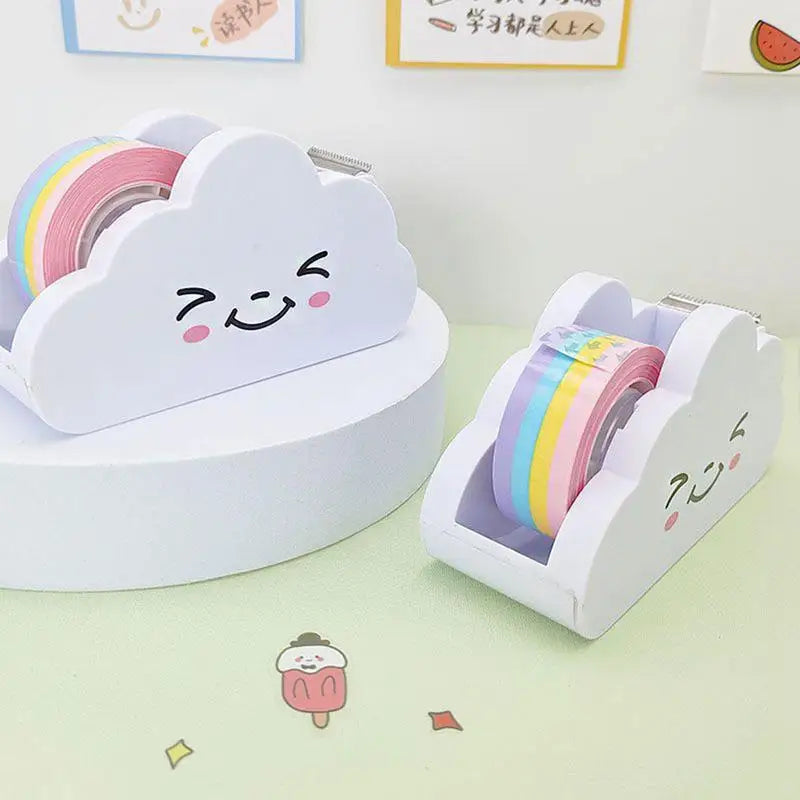 1 Set Pita Pelangi Pemotong Awan Pemotong Kertas Dispenser Pita Pelangi untuk Pejabat Rumah Sekolah Pelangi Pita Pemotong Awan