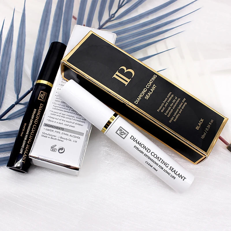 2 Botol EONBEAUT Sambungan Bulu Mata Pengedap Salutan Berlian Black Coat Sealer Pelindung Jangka hayat lebih lama 10ml Lutsinar
