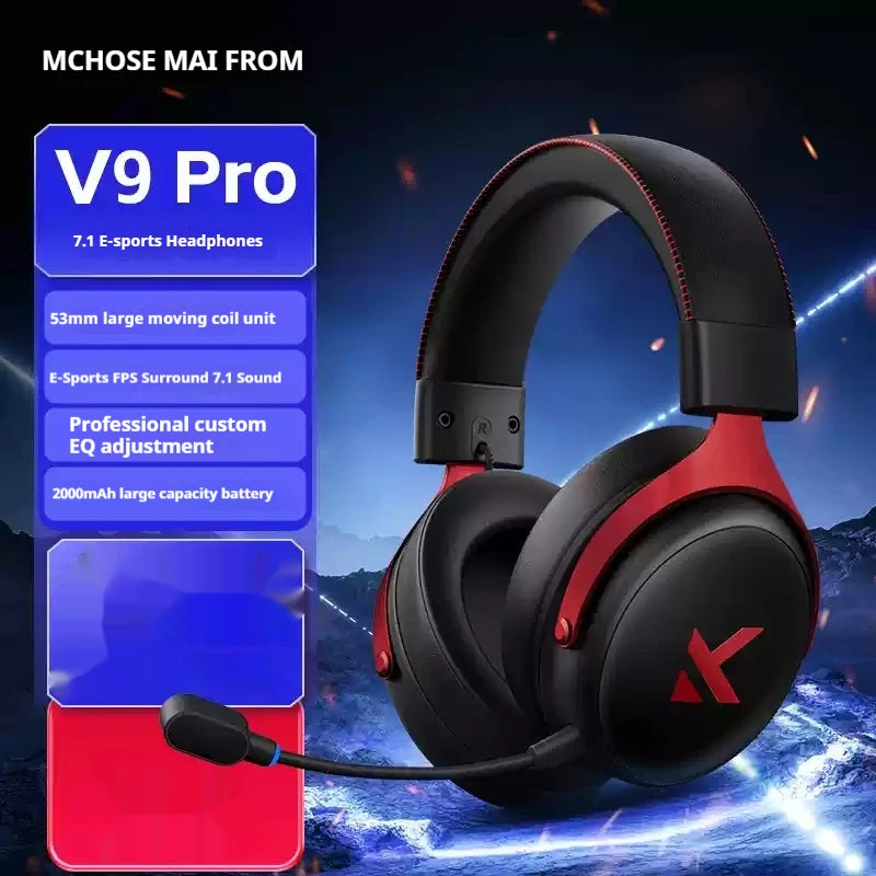 Fon Kepala Permainan MCHOSE V9 Pro Tri-mod Esukan Fon Telinga Fon Telinga Muzik Resolusi Tinggi Pengurangan Bunyi Aktif Tahan Lama Set Alat dengar Tersuai