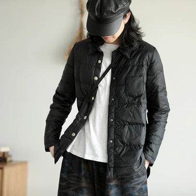 FTLZZ New Autumn Winter Women Turn Down Collar Down Coat Ultra Light 90% White Duck Down Jacket Single Breasted Windproof Parkas