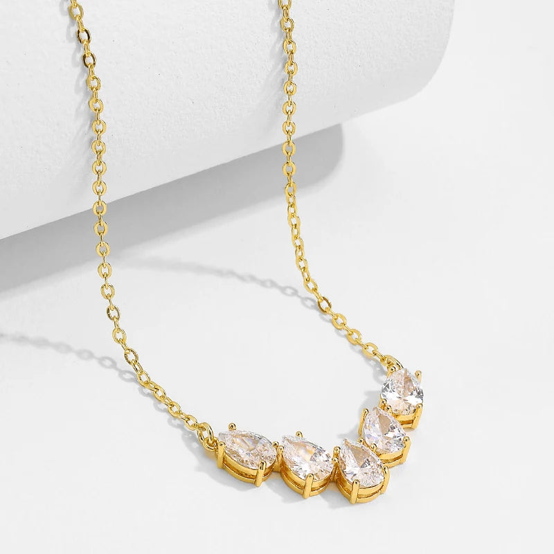 ZAKOL AAA Cubic Zirconia Flower Pendant Necklace for Women Fashion Gold Color Charm Choker Bridal Wedding Party Jewelry