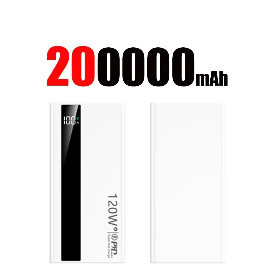 120W Super Fast Charging Power Bank 200000mah Bateri Kapasiti Tinggi Paparan Digital Power Bank Untuk Iphone Samsung Gift 2025